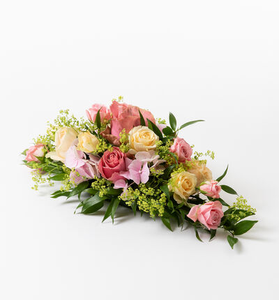 Rosa og fersken avlang borddekorasjon liten Rosa og fersken avlang borddekorasjon liten